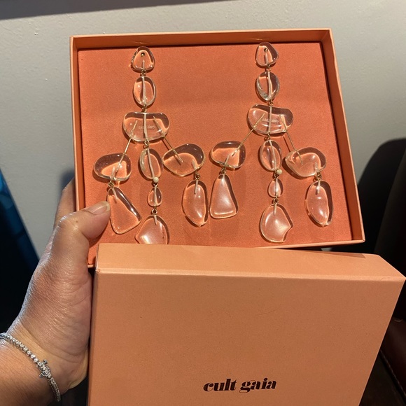 cult gaia Jewelry - ICONIC Cult Gaia SLOANE ROCK clear dangle earrings *NEVER WORN*